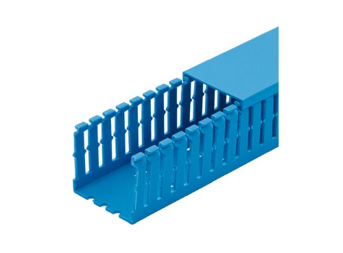 Product image for Panduit F3X4IB6 Narrow Slotted Wiring Duct, PVC, 3" x 4" x 6ft, Intrinsic Blue