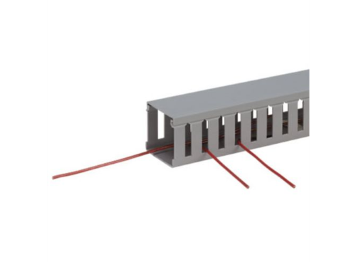 Product image for Panduit G.5X4LG6 Wide Slotted Wiring Duct, PVC, .5" x 4" x 6ft, Light Gray