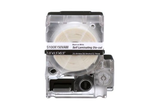 Product image for Panduit S100X150VAM MP Printer Self-Laminated Label, Vinyl, White, 1.5"x1", 0.5"POH